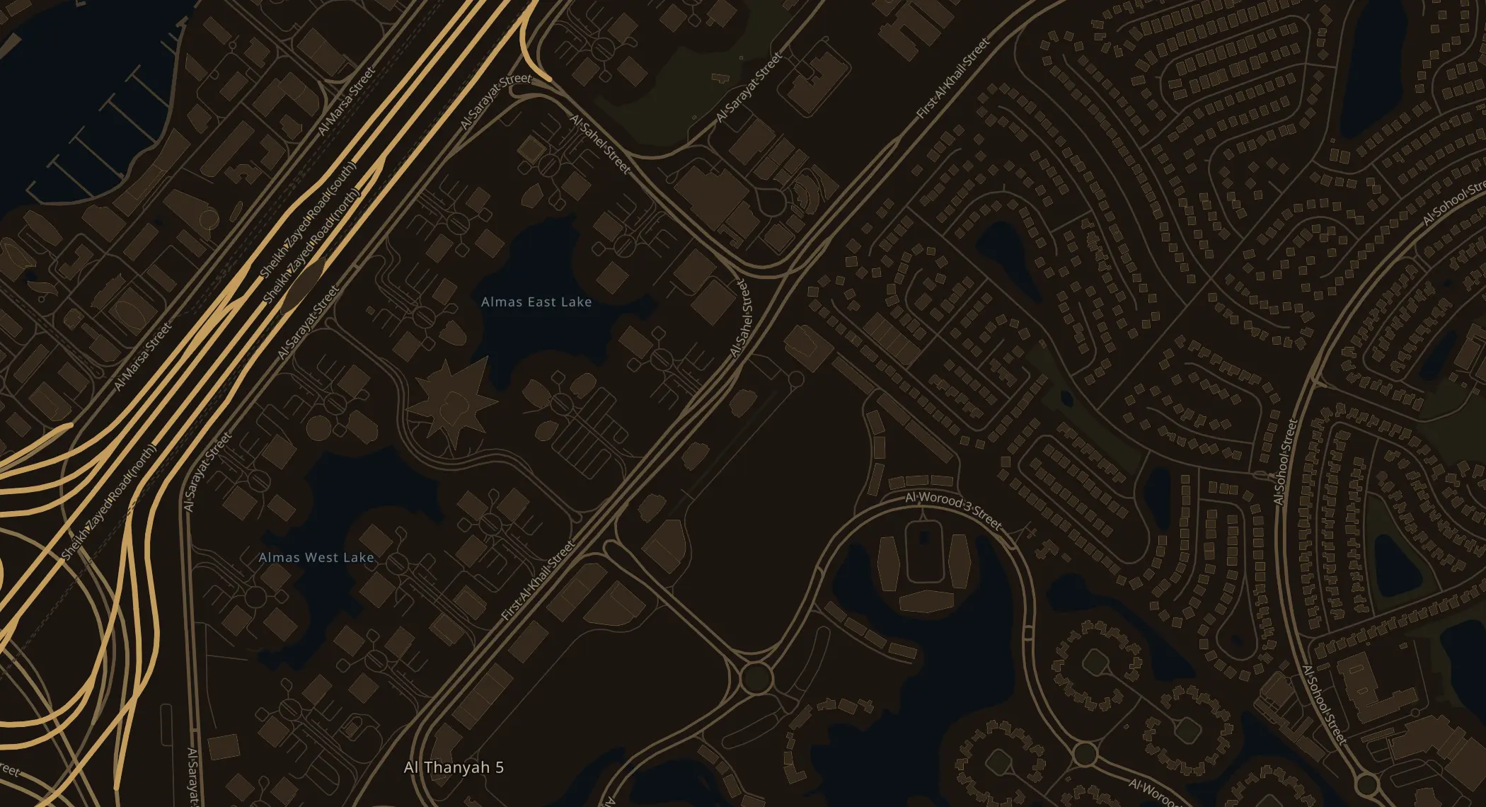 Street map of Jumeirah Lakes Towers, Dubai, with a marker on Mazaya BB2 Tower